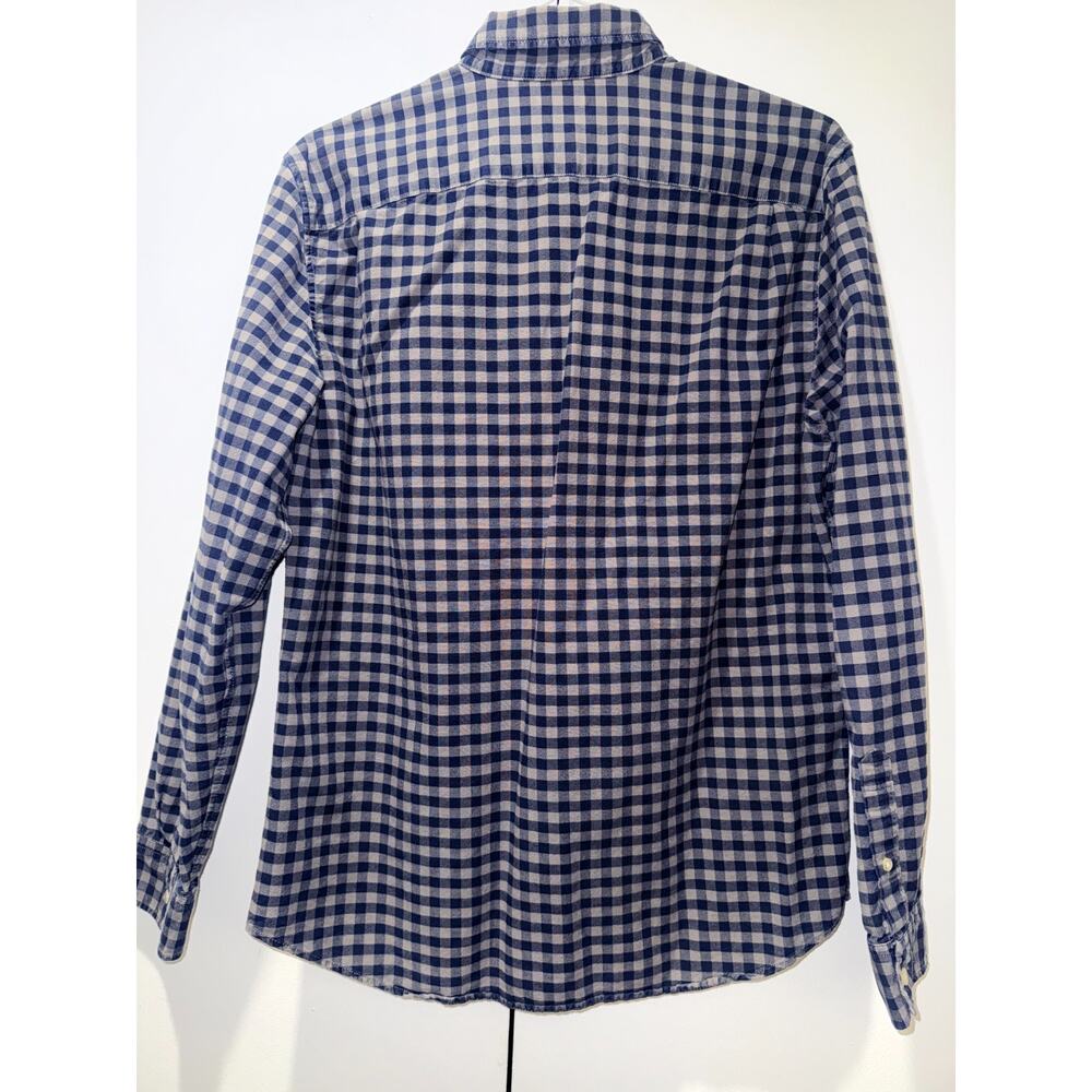 GAP Standard Fit Men Medium Blue White Gingham Button Down Shirt 100% Cotton - Picture 7 of 8